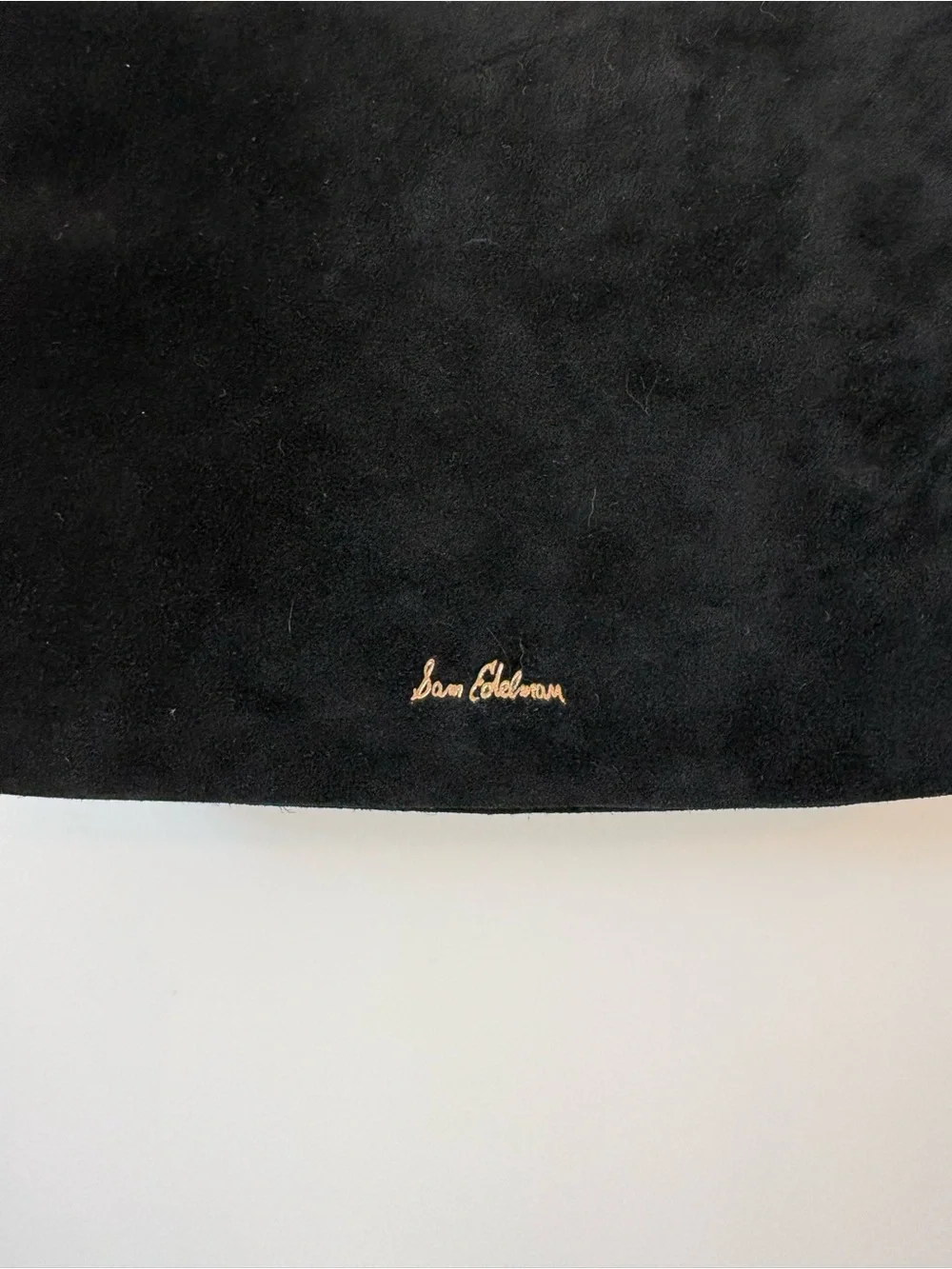 Sam Edelman Black Suede Shoulder Bag Gold Hardware Adjustable Strap